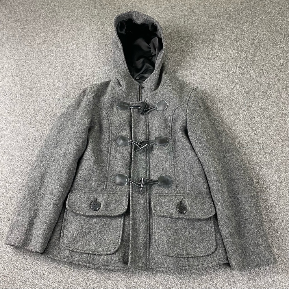 SCHOTT N.Y.C Wool Cropped Duffle Coat Toggle Button Made in Canada Women's  XS
